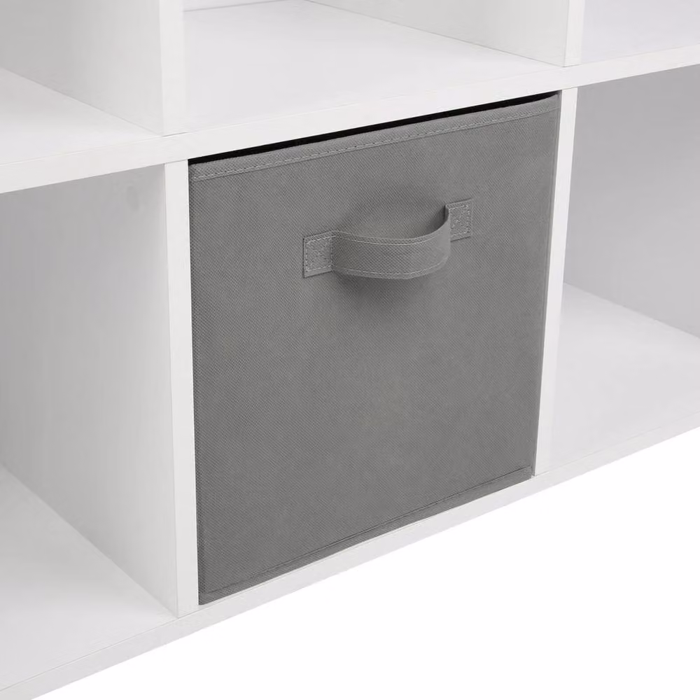 VOGREX White and Grey 3-Tier 3-Cube Freestanding Wood Storage Shelf with Back Panel – 2