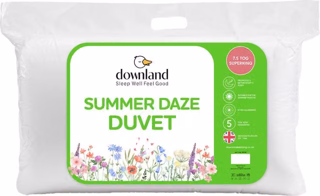 Downland Summer Daze 7.5 Tog Down Duvet, Superking, White