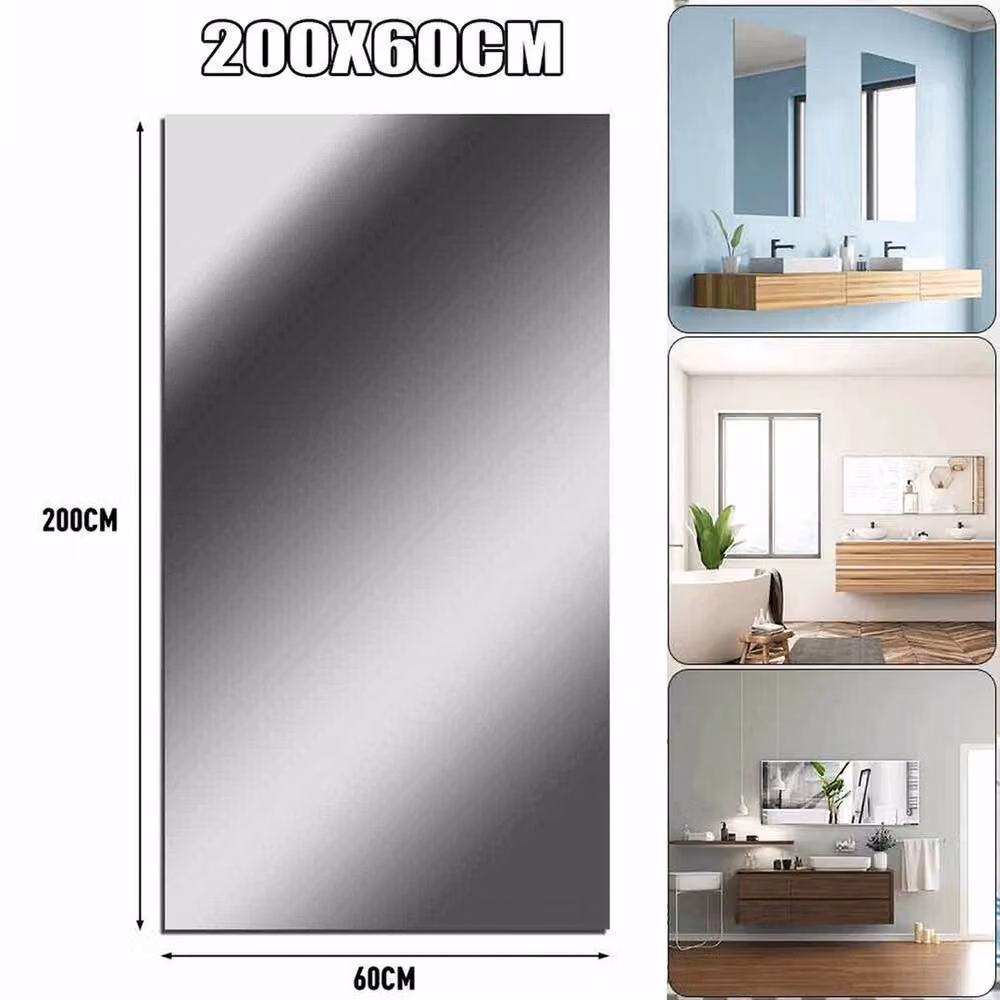 PAWNORA Unframed Rectangular Bathroom Mirror with Self-Adhesive in Silver – 2