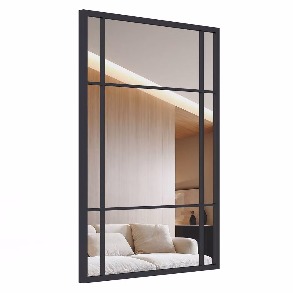 Costway Modern Rectangular Wall Mounted Decorative Mirror in Black, W: 100 cm, H: 70 cm – 8