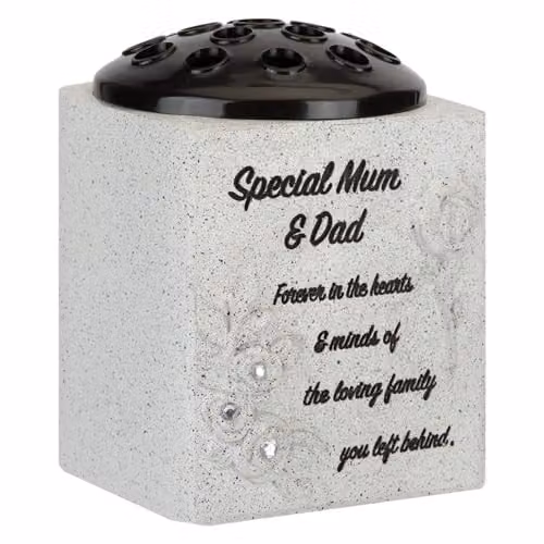 VFM e-Store Memorial Flower Pot Ornament, Grey, W/D/H: 14 x 13.5 x 13.5 cm
