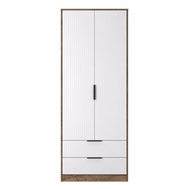 Ready Assembled 2 U Denver 2 Door 2 Drawer Wardrobe in Dark Brown
