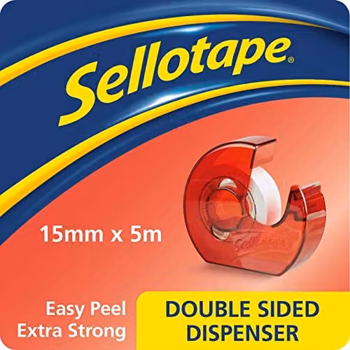 Sellotape SE4275 Transparent Double Sided Tape with Dispenser, Width: 15 mm, Length: 5 m – 1