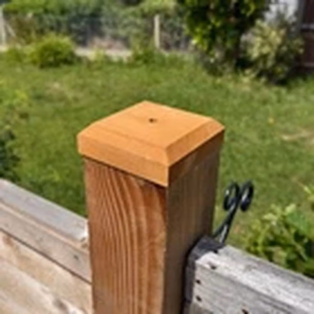 EONLION 8-Piece Brown Wooden Square Garden Fence Post Caps and Finials with Fixings – 2