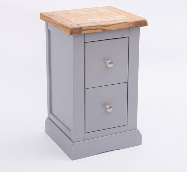 Cabinet Bits Rocca 2 Drawer Petite Bedside Cabinet in Grey Ash Wood