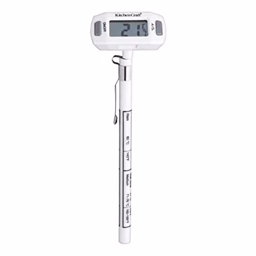 KitchenCraft Digital Food Thermometer Probe with Protective Cover in White – 1