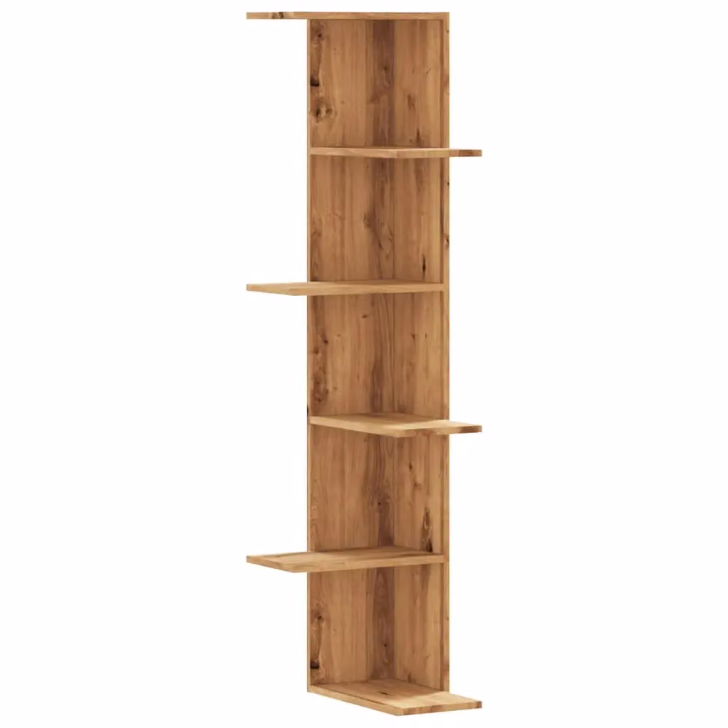 Berkfield Home Artisan Oak Wall Corner Shelf, Brown, W/D/H: 36.5 x 36.5 x 140 cm – 2