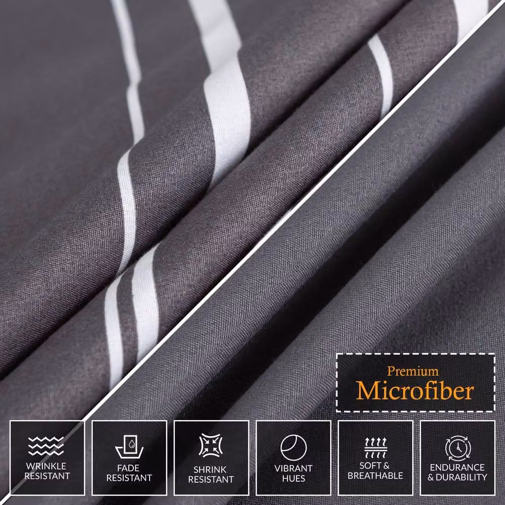 Lazzaro Home Alston Reversible Microfibre Duvet Cover and Pillowcase Set, Grey, 200 x 200 cm – 4