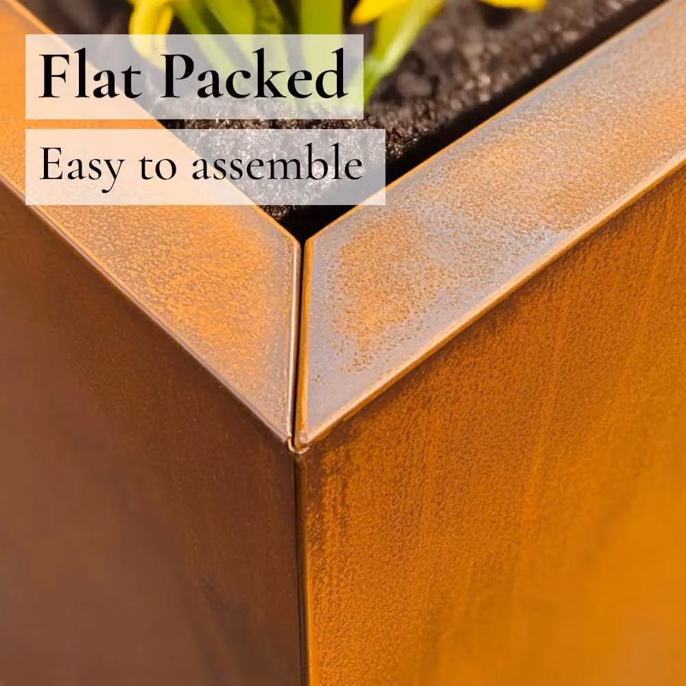 Access Garden Products Corten Steel Trough Planter with Feet in Brown, W: 150 cm – 4