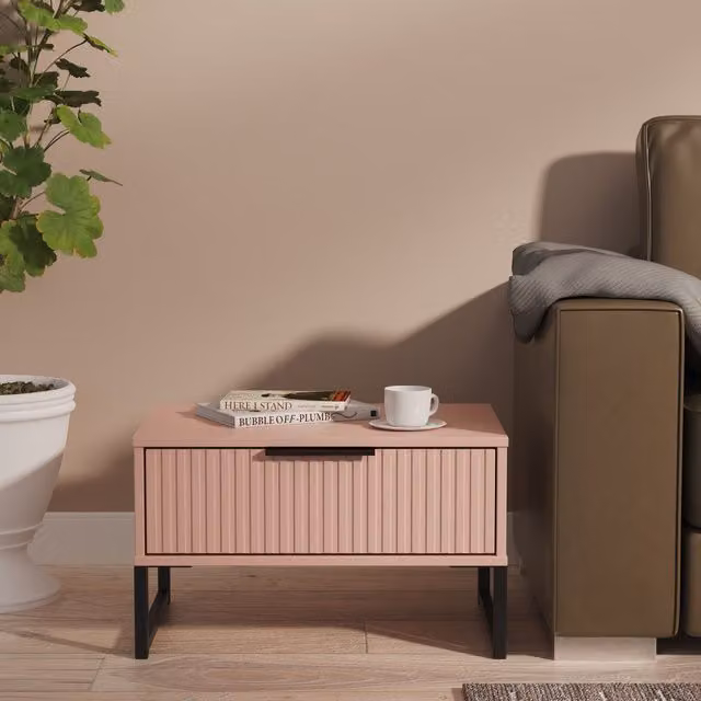 Ready Assembled 2 U Menai 1 Drawer Wide Side Table in Dusty Pink – 1