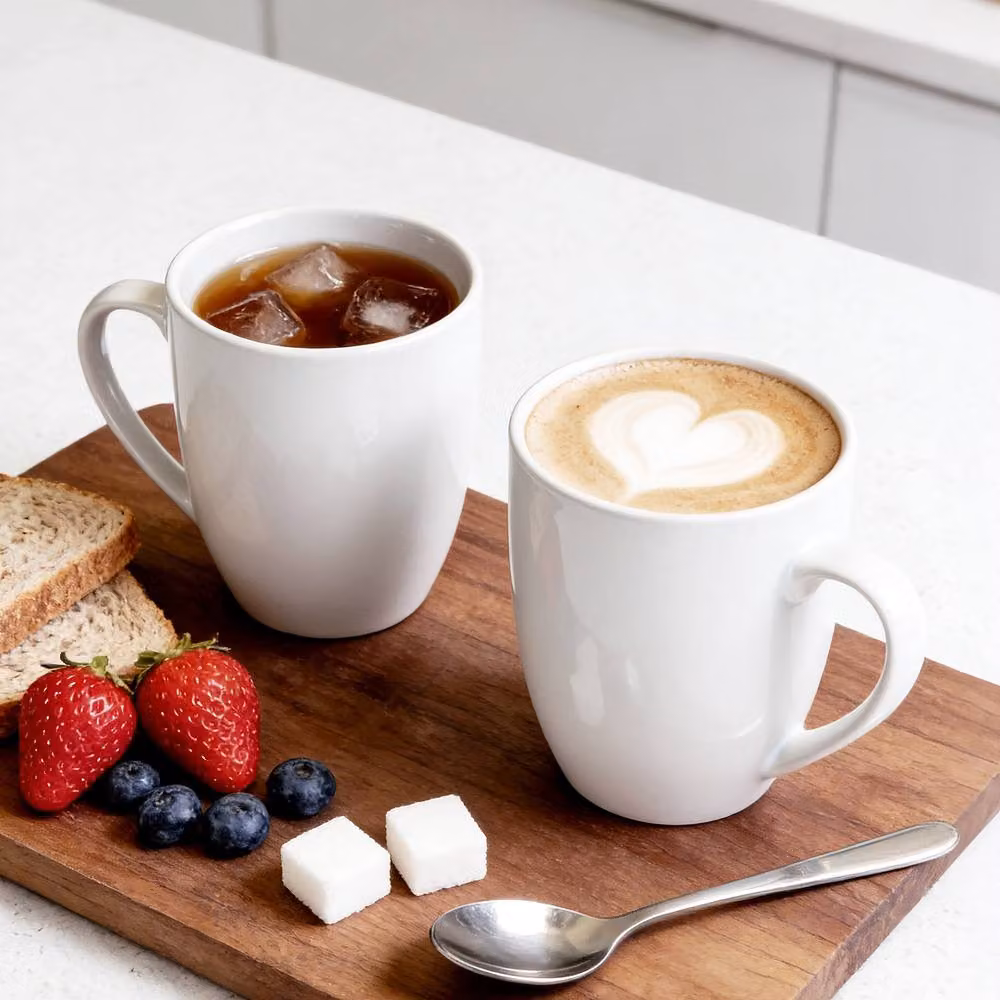 Simpa White Porcelain Classic Mugs, Set of 12 – 8