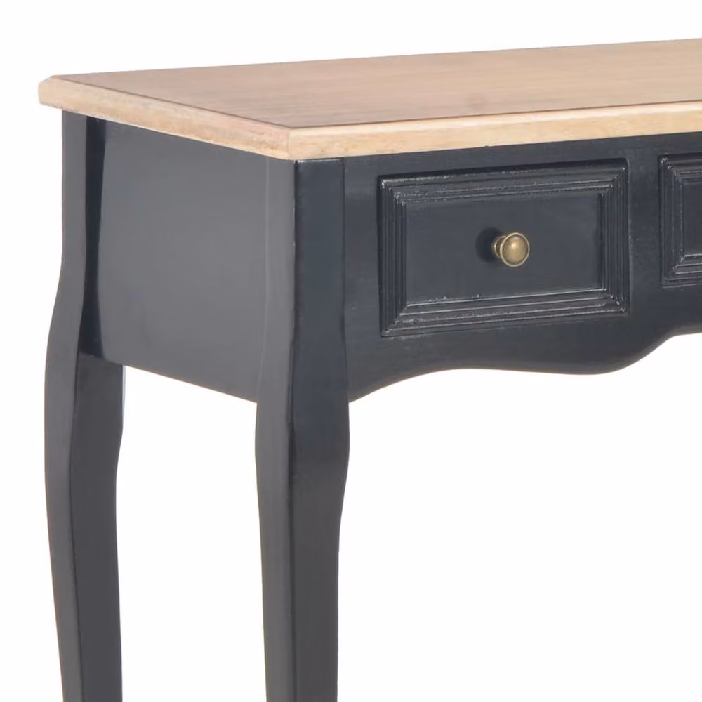 Berkfield Home Classic Lacquered Pine Dressing Console Table with 3 Drawers in Black – 2