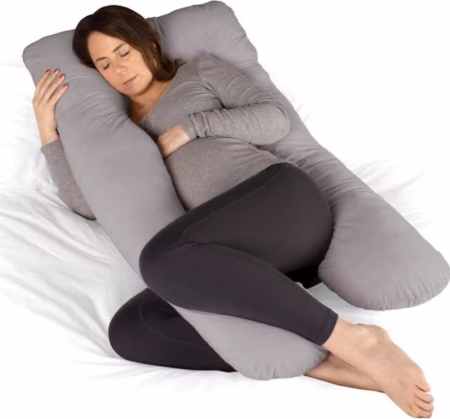 Dreamcatcher U-Shaped Maternity Support Pregnancy Pillow in Blue and Grey Micro Fleece