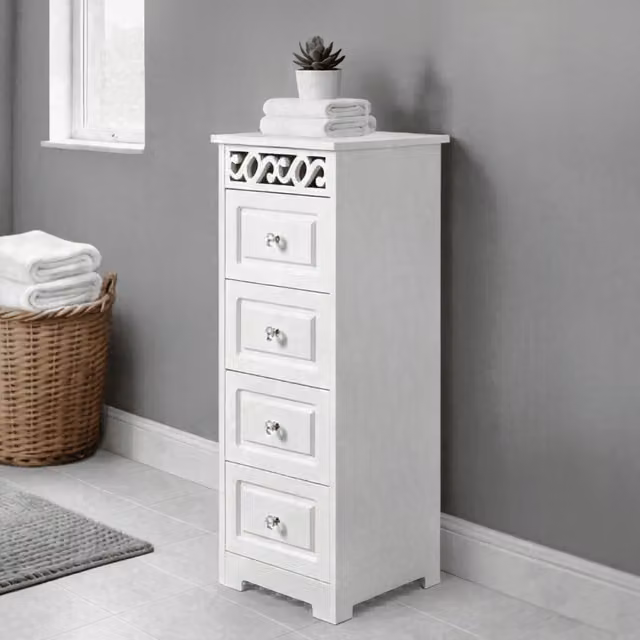 Home Source Whitehaven 4 Drawer Chest Storage Unit in White
