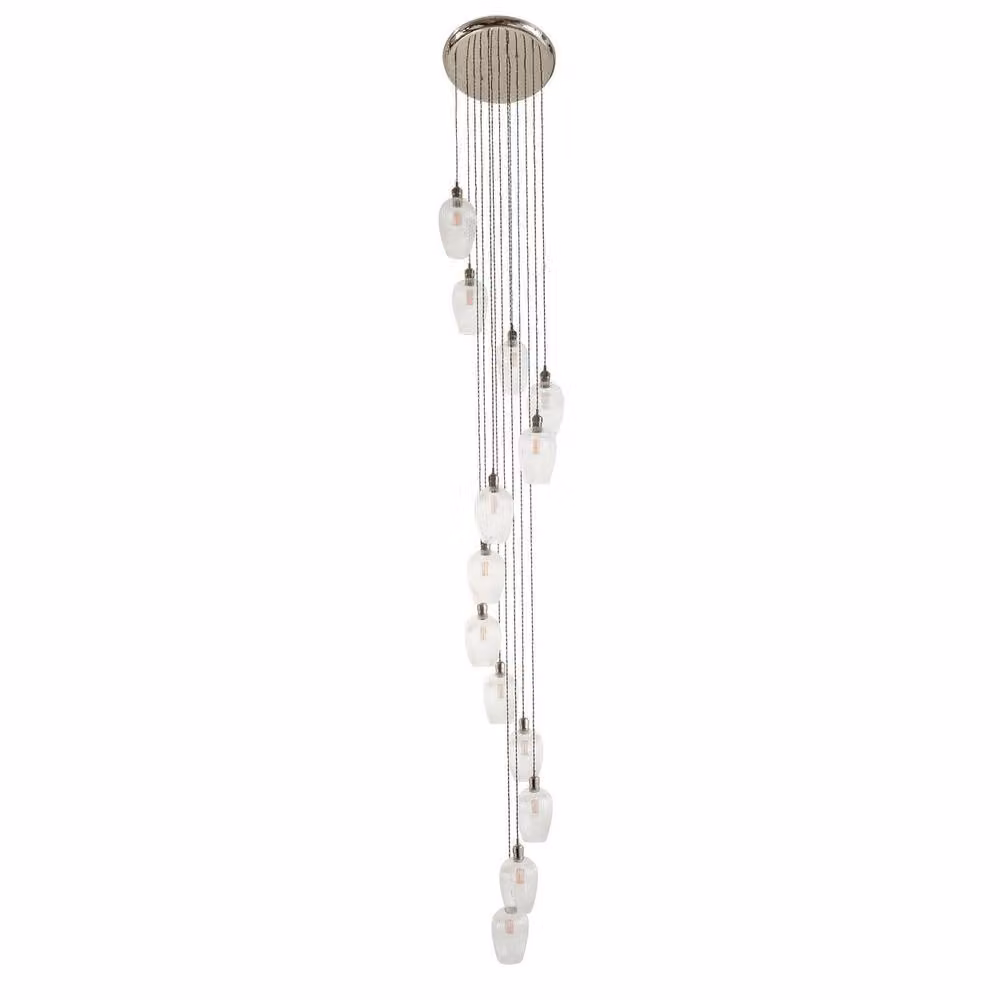 Netlighting Livorno Cluster Pendant Light with Grey Ribbed Glass and Metal, Dimmable and Height Adjustable – 2