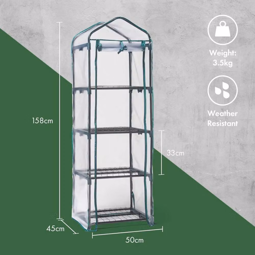 NESTLUNE 4 Tier Portable Mini Greenhouse with Black PVC Cover and Steel Frame, W/D/H: 100 x 15 x 15 cm – 2