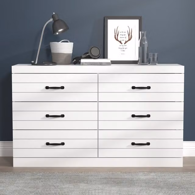Galano Allington Modern Drawer Chest in White and Grey, W/D/H: 71.3 x 35.2 x 119.6 cm