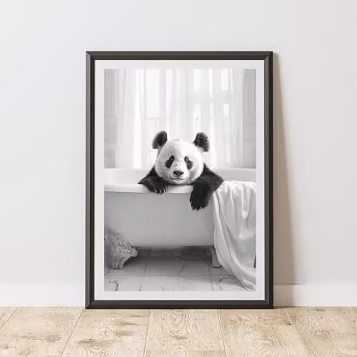 60 Second Makeover Panda In The Bath Animal Print Paper Poster, A4