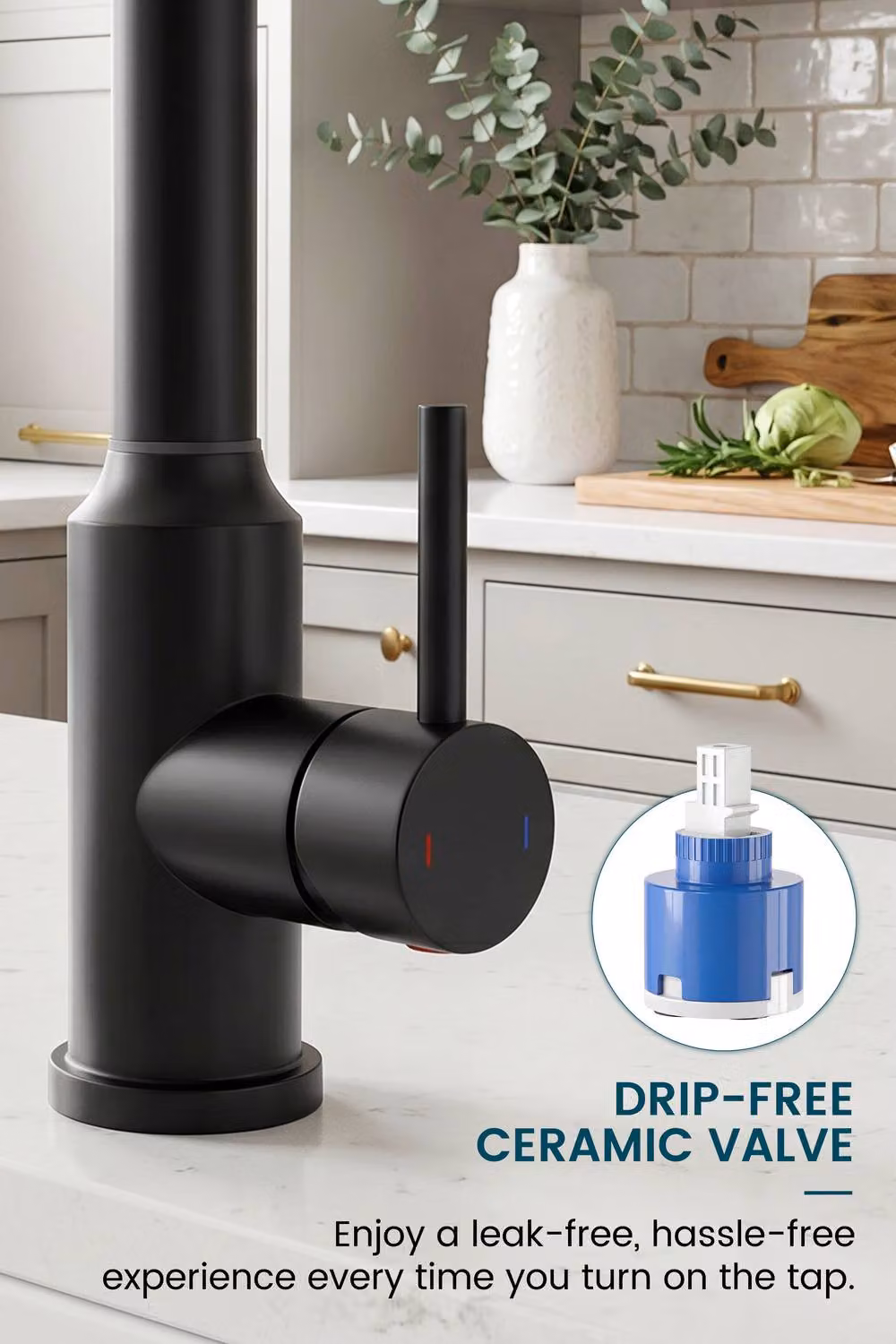 JANLEMNY L-Shaped Kitchen Mixer Tap in Matte Black with Pull-Out Spray Function – 5
