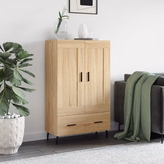 Berkfield Home Sonoma Oak Highboard in Brown, W/D/H: 69.5 x 31 x 115 cm – 1