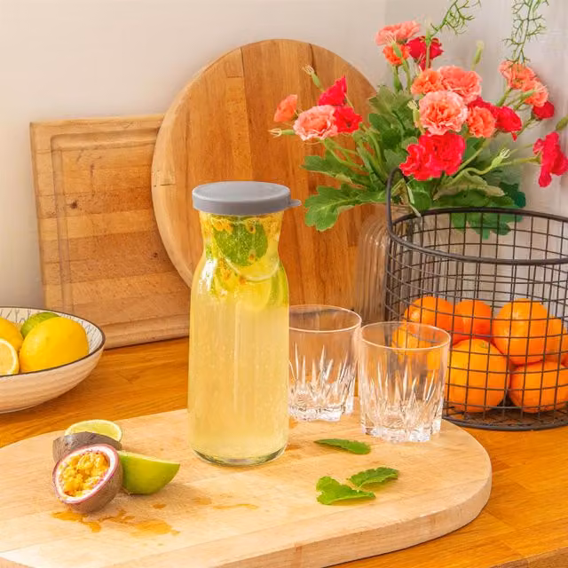 LAV Fonte Glass Carafe with Lid, Grey, 700ml