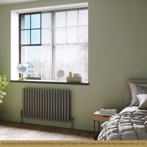 UK Radiators Omeara Anthracite Elliptical Tube Horizontal Designer Double Panel Radiator W: 104.4 cm, H: 60.0 cm – 3