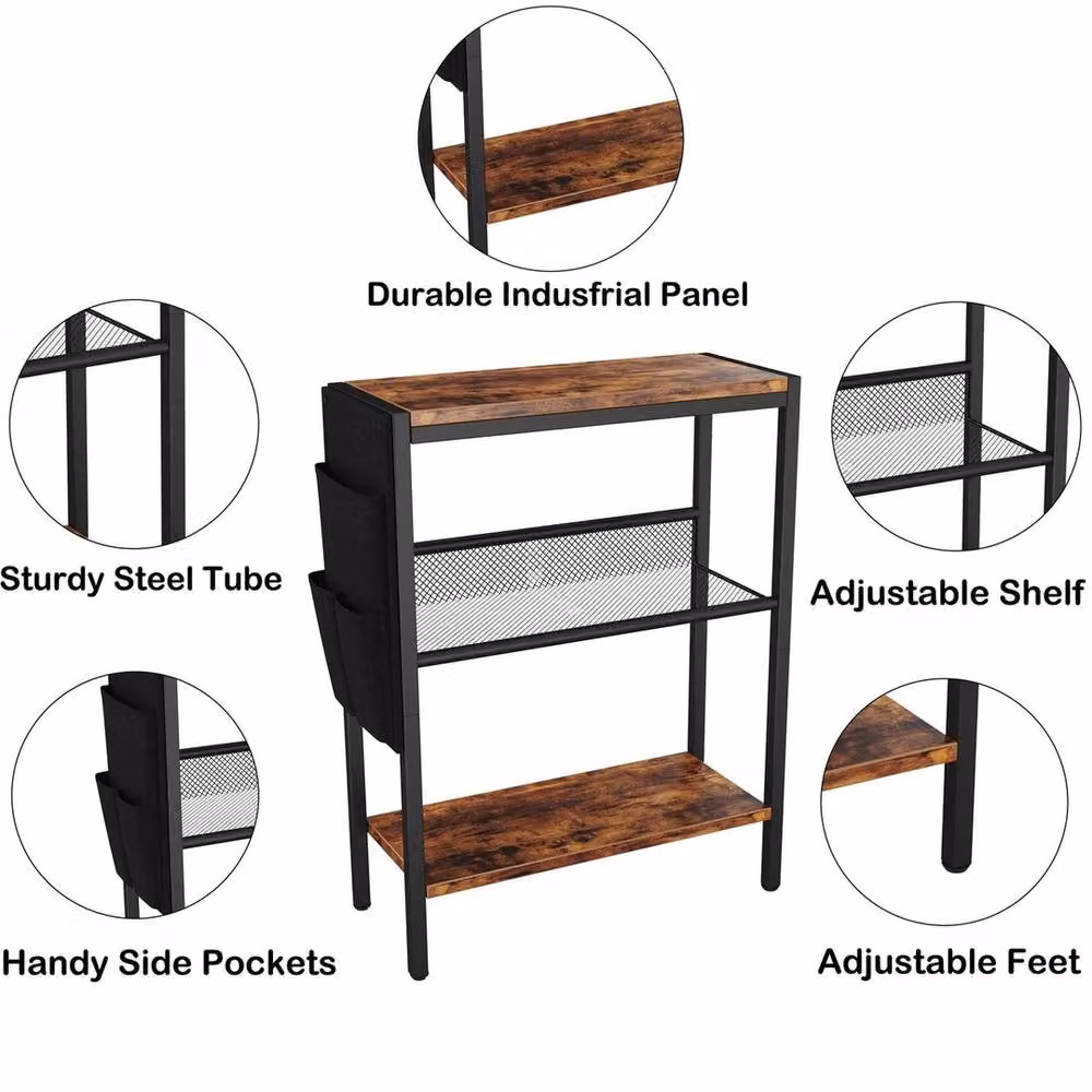 FORGEVIO Narrow Slim Side Table in Brown and Black – 5