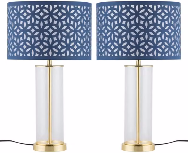 First Choice Lighting Aura Set of 2 Table Lamps in Gold and Blue