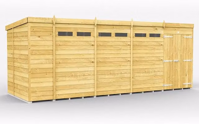 Buttercup Farm Brown Pent Security Wood Shed with Double Doors, L178 x W533 x H201 cm