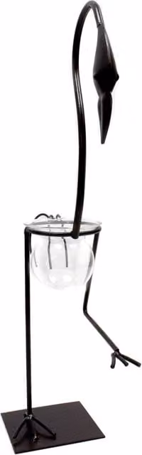 KDMK Tall Flamingo Hydroponic One Pot Stand in Black with Glass and Metal Details