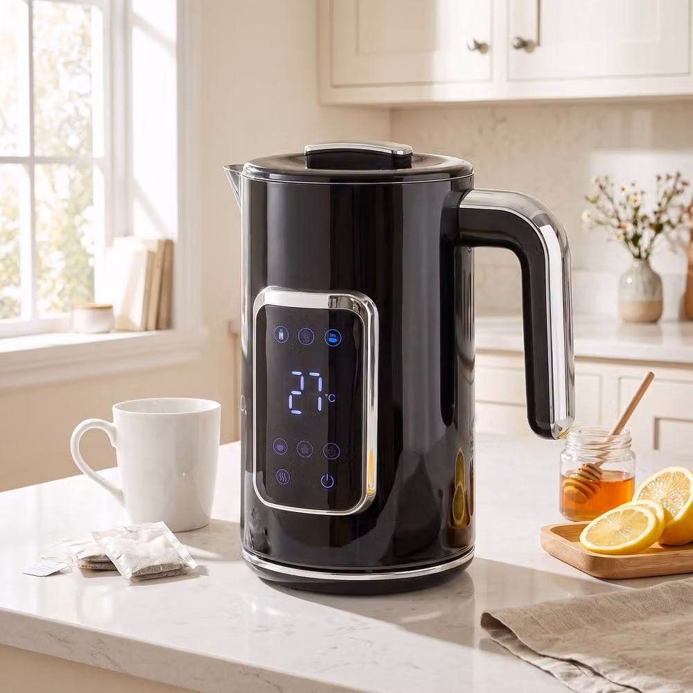 HOMCOM 1.7 l Fast Boil 3000W Electric Kettle with LED Touch Display and Keep Warm Function, Black – 2