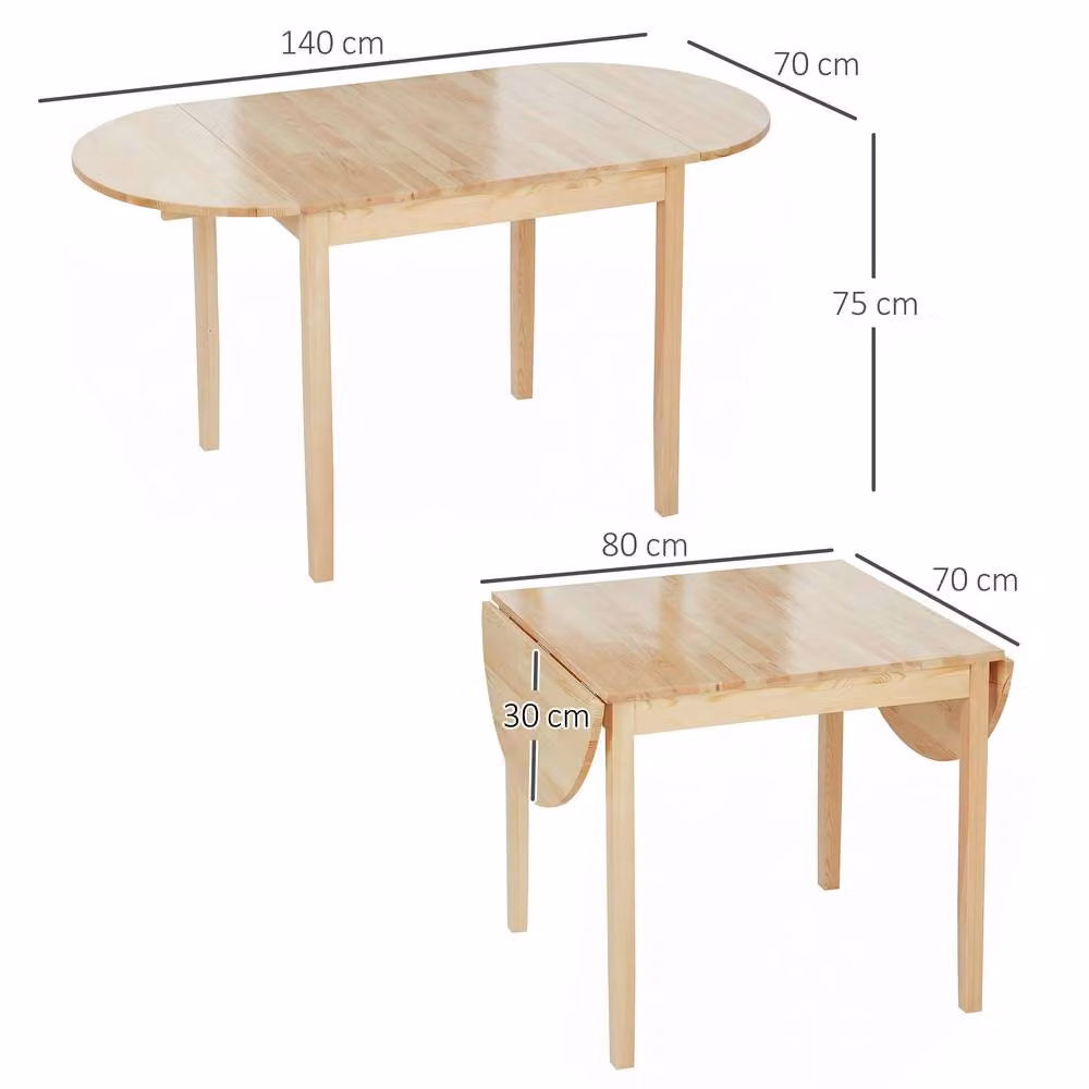 STILVORA Modern Drop-Leaf Dining Table in Light Oak Wood Finish – 3