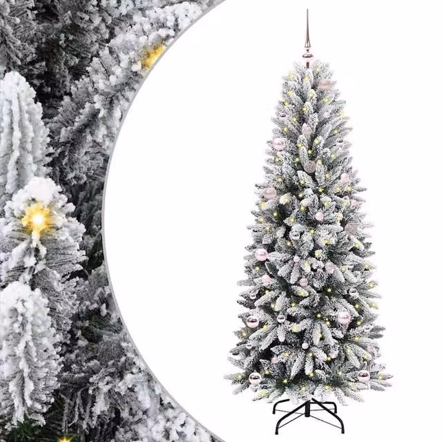 Berkfield Home Artificial Green Christmas Tree with 150 White LEDs, H x W x D: 150 x 63 x 63 cm