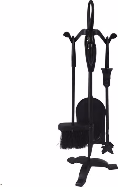 JVL Cotswold 5 Piece Black Iron Fireside Tools Companion Set