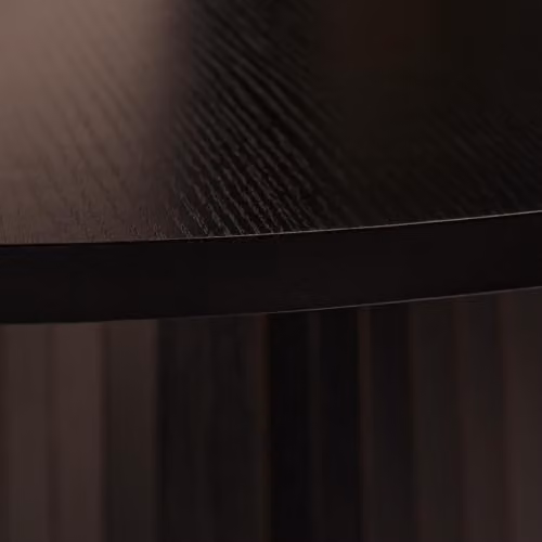 OHS Madison Ribbed Round Dining Table in Brown Wood Effect, Diameter: 110 cm, Height: 76 cm – 3