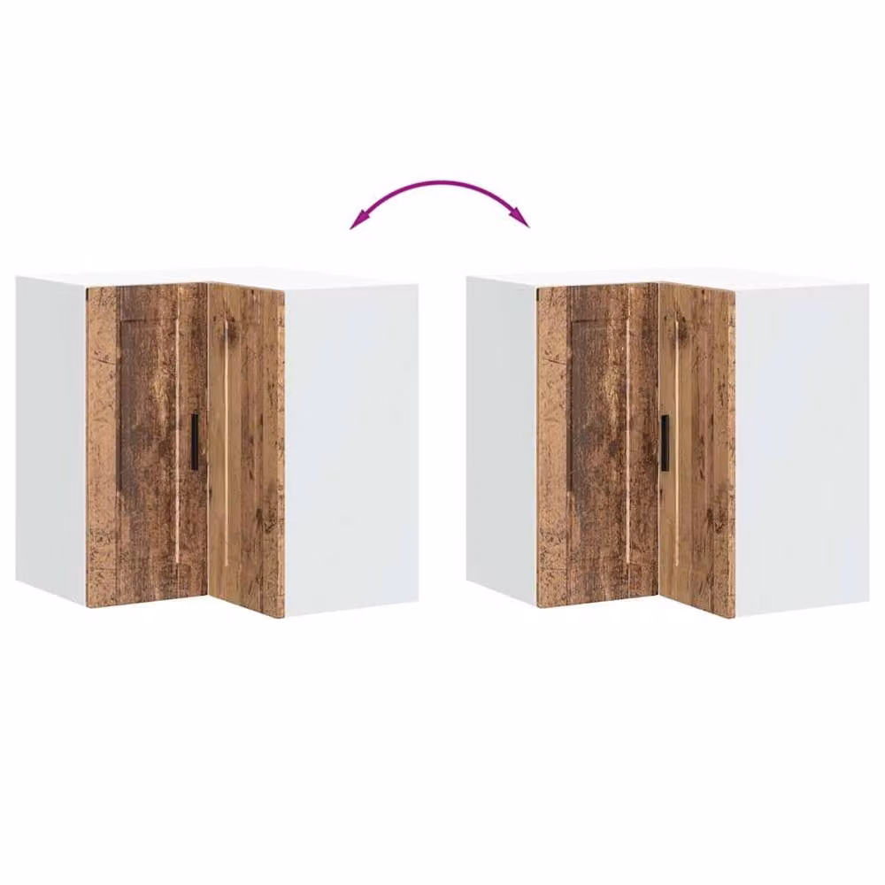 Berkfield Home Porto Wall Mounted Kitchen Corner Cabinet in Old Wood Brown, W/D/H: 57 x 60 x 57 cm – 4