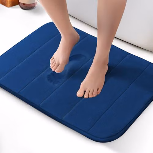 Keplin Memory Foam Bath Mat, Blue, W: 50 cm, D: 60 cm