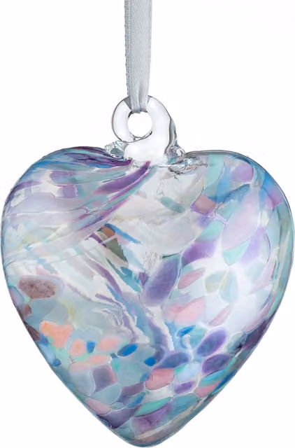 Sienna Glass Purple Pearl Friendship Hanging Heart, 8 cm