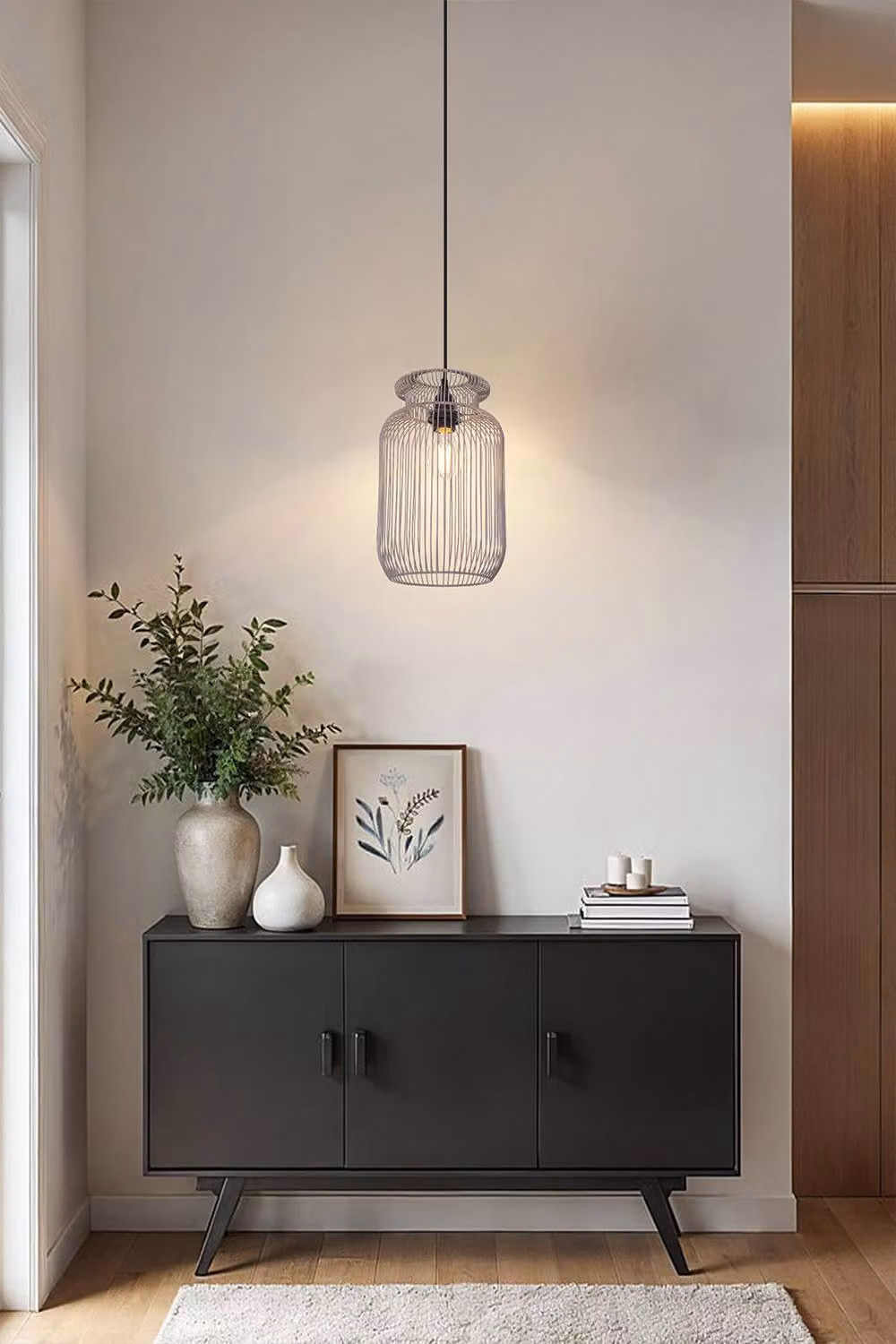 Living and Home Grey Metal Industrial Cylinder Pendant Light – 2