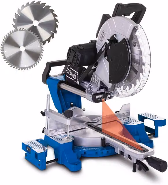 Scheppach HM140L 305mm Sliding Compound Mitre Saw, Blue