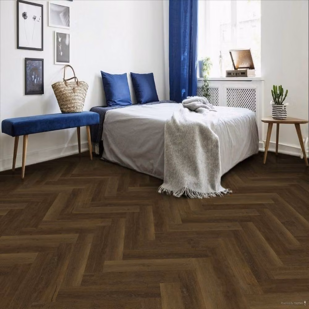 FirmfitORH Walnut Wood Effect Herringbone Luxury Vinyl Tile Click Lock Flooring, Brown – 3