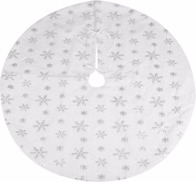 VFM e-Store Silver Christmas Tree Skirt Decoration, W/D: 110 x 110 cm – 1