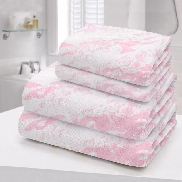 Velosso Pink Marble Printed 100% Cotton Graphic Towel