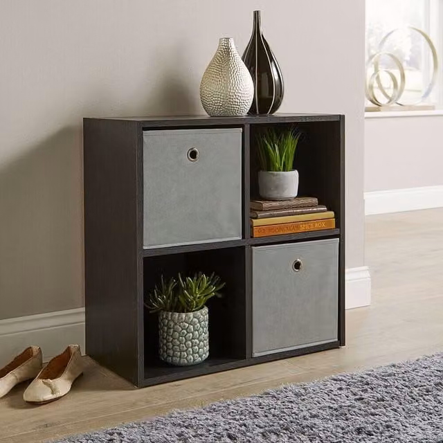 Home Source 4 Cube Freestanding Storage Shelf Unit in Black