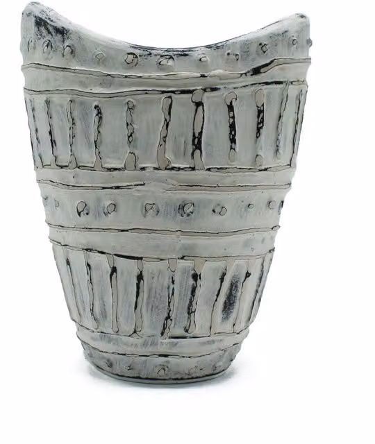 KDMD Modern Ceramic Tabletop Vase in Beige/White, Height: 22 cm – 1
