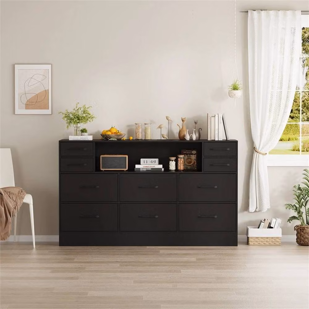 PAWNORA 10 Drawer Chest of Drawers and Bedside Cabinet in Black – 3