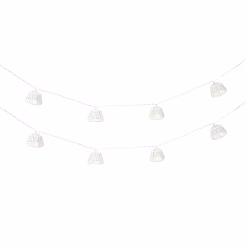 ValueLights White Rope Wicker Basket 10 x Battery Operated Warm White Outdoor Garden String Lights