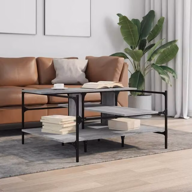 Berkfield Home Decorative Square Coffee Table in Grey Sonoma, W/D/H: 100 x 100 x 48.5 cm – 1
