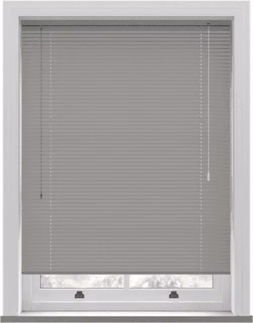 NewEdgeBlinds Grey PVC Venetian Blind with 25mm Slats, Width: 152 cm