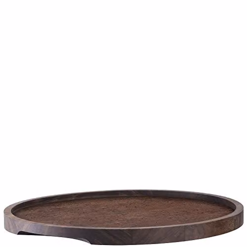 LSA International City Serving Tray in Brown Walnut and Cork, Diameter: 40 cm – 4